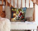 Great Pyrenees and Santa Claus Throw Pillow Machine Washable, Indoor Outdoor Decorative Pillow for Couch, Bed or Patio, 14Hx14W