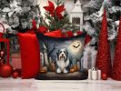 Bearded Collie Spooky Halloween Throw Pillow Machine Washable, Indoor Outdoor Decorative Pillow for Couch, Bed or Patio, 14Hx14W