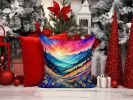 Colorful Annual Larkspur Throw Pillow Machine Washable, Indoor Outdoor Decorative Pillow for Couch, Bed or Patio, 14Hx14W