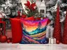 Colorful Yarrow Throw Pillow Machine Washable, Indoor Outdoor Decorative Pillow for Couch, Bed or Patio, 14Hx14W