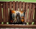 Afghan Hound Spooky Halloween Throw Pillow Machine Washable, Indoor Outdoor Decorative Pillow for Couch, Bed or Patio, 14Hx14W