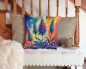 Colorful Eryngium Throw Pillow Machine Washable, Indoor Outdoor Decorative Pillow for Couch, Bed or Patio, 14Hx14W