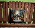 Creepy Dolls Spooky Halloween Throw Pillow Machine Washable, Indoor Outdoor Decorative Pillow for Couch, Bed or Patio, 14Hx14W