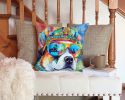 Akita Hippie Dawg Throw Pillow Machine Washable, Indoor Outdoor Decorative Pillow for Couch, Bed or Patio, 14Hx14W