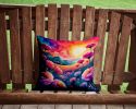 Colorful Dianthus Throw Pillow Machine Washable, Indoor Outdoor Decorative Pillow for Couch, Bed or Patio, 14Hx14W