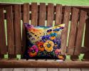 Colorful Pansies Throw Pillow Machine Washable, Indoor Outdoor Decorative Pillow for Couch, Bed or Patio, 14Hx14W