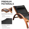 Outsunny Outdoor Chaise Wood Lounge Chair with Pillow, Armrests, Breathable Sling Mesh and Comfortable Curved Design for Patio, Deck, and Poolside