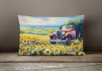 State Watercolor Flowers Throw Pillow Throw Pillow for Indoor Couch Bed Outdoor Patio Washable, Kansas Sunflowers 1654,12Hx16W