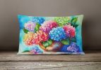 Flowers in Watercolor Throw Pillow Throw Pillow for Indoor Couch Bed Outdoor Patio Washable, Hydrangeas 1576,12Hx16W