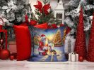 Chinese Crested and Santa Claus Throw Pillow Machine Washable, Indoor Outdoor Decorative Pillow for Couch, Bed or Patio, 14Hx14W