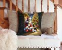 Beagle and Santa Claus Throw Pillow Machine Washable, Indoor Outdoor Decorative Pillow for Couch, Bed or Patio, 14Hx14W