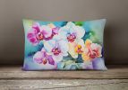 Flowers in Watercolor Throw Pillow Throw Pillow for Indoor Couch Bed Outdoor Patio Washable, Orchids 1600,12Hx16W