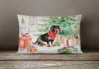 Waiting on Christmas Throw Pillow Throw Pillow for Indoor Couch Bed Outdoor Patio Washable, Dachshund Black and Tan 1338,12Hx16W