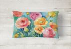 Flowers in Watercolor Throw Pillow Throw Pillow for Indoor Couch Bed Outdoor Patio Washable, Ranunculus 1604,12Hx16W