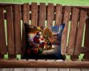 German Shepherd and Santa Claus Throw Pillow Machine Washable, Indoor Outdoor Decorative Pillow for Couch, Bed or Patio, 14Hx14W