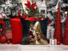 Cairn Terrier and Santa Claus Throw Pillow Machine Washable, Indoor Outdoor Decorative Pillow for Couch, Bed or Patio, 14Hx14W