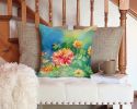 Chrysanthemums in Watercolor Throw Pillow Machine Washable, Indoor Outdoor Decorative Pillow for Couch, Bed or Patio, 14Hx14W