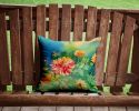 Chrysanthemums in Watercolor Throw Pillow Machine Washable, Indoor Outdoor Decorative Pillow for Couch, Bed or Patio, 14Hx14W