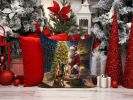 Belgian Malinois and Santa Claus Throw Pillow Machine Washable, Indoor Outdoor Decorative Pillow for Couch, Bed or Patio, 14Hx14W