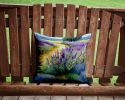 Lavender in Watercolor Throw Pillow Machine Washable, Indoor Outdoor Decorative Pillow for Couch, Bed or Patio, 14Hx14W