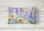 Flowers in Watercolor Throw Pillow Throw Pillow for Indoor Couch Bed Outdoor Patio Washable, Lavender 1581,12Hx16W