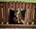 Cairn Terrier and Santa Claus Throw Pillow Machine Washable, Indoor Outdoor Decorative Pillow for Couch, Bed or Patio, 14Hx14W