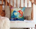 Seahorses Throw Pillow Machine Washable, Indoor Outdoor Decorative Pillow for Couch, Bed or Patio, 14Hx14W