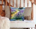 Lavender in Watercolor Throw Pillow Machine Washable, Indoor Outdoor Decorative Pillow for Couch, Bed or Patio, 14Hx14W