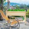 Wood Elevated Planter Bed with Lockable Wheels Shelf and Liner