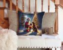 Chesapeake Bay Retriever and Santa Claus Throw Pillow Machine Washable, Indoor Outdoor Decorative Pillow for Couch, Bed or Patio, 14Hx14W