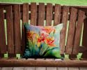 Lilies in Watercolor Throw Pillow Machine Washable, Indoor Outdoor Decorative Pillow for Couch, Bed or Patio, 14Hx14W