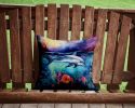 Dolphin Throw Pillow Machine Washable, Indoor Outdoor Decorative Pillow for Couch, Bed or Patio, 14Hx14W