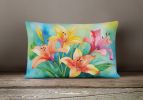 Flowers in Watercolor Throw Pillow Throw Pillow for Indoor Couch Bed Outdoor Patio Washable, Lilies 1585,12Hx16W