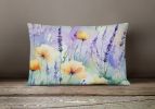 Flowers in Watercolor Throw Pillow Throw Pillow for Indoor Couch Bed Outdoor Patio Washable, Lavender 1581,12Hx16W