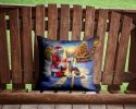 Chinese Crested and Santa Claus Throw Pillow Machine Washable, Indoor Outdoor Decorative Pillow for Couch, Bed or Patio, 14Hx14W