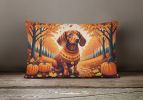 Autumn Leaves Throw Pillow Throw Pillow for Indoor Couch Bed Outdoor Patio Washable, Dachshund,12Hx16W