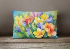 Flowers in Watercolor Throw Pillow Throw Pillow for Indoor Couch Bed Outdoor Patio Washable, Freesias 1567,12Hx16W