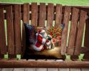 Lhasa Apso and Santa Claus Throw Pillow Machine Washable, Indoor Outdoor Decorative Pillow for Couch, Bed or Patio, 14Hx14W