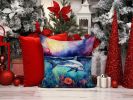 Dolphin Throw Pillow Machine Washable, Indoor Outdoor Decorative Pillow for Couch, Bed or Patio, 14Hx14W