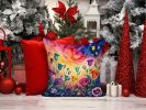 Colorful Lisianthus Throw Pillow Machine Washable, Indoor Outdoor Decorative Pillow for Couch, Bed or Patio, 14Hx14W