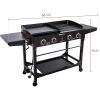 48 Portable Barbecue Utensils GD402 4-Burner Portable Flat Top Gas Grill and Griddle Combo With Folding Legs, Black BBQ Grill