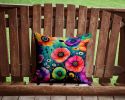 Colorful Anemones Throw Pillow Machine Washable, Indoor Outdoor Decorative Pillow for Couch, Bed or Patio, 14Hx14W