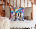 Bearded Collie Hippie Dawg Throw Pillow Machine Washable, Indoor Outdoor Decorative Pillow for Couch, Bed or Patio, 14Hx14W