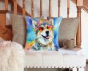 Alaskan Malamute Hippie Dawg Throw Pillow Machine Washable, Indoor Outdoor Decorative Pillow for Couch, Bed or Patio, 14Hx14W