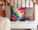 Colorful Azaleas Throw Pillow Machine Washable, Indoor Outdoor Decorative Pillow for Couch, Bed or Patio, 14Hx14W