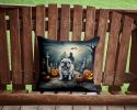 English Bulldog Spooky Halloween Throw Pillow Machine Washable, Indoor Outdoor Decorative Pillow for Couch, Bed or Patio, 14Hx14W