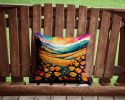 NEW Colorful California poppies Throw Pillow Machine Washable, Indoor Outdoor Decorative Pillow for Couch, Bed or Patio, 14Hx14W