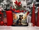 Airedale Terrier Spooky Halloween Throw Pillow Machine Washable, Indoor Outdoor Decorative Pillow for Couch, Bed or Patio, 14Hx14W