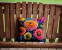 Colorful Chrysanthemums Throw Pillow Machine Washable, Indoor Outdoor Decorative Pillow for Couch, Bed or Patio, 14Hx14W