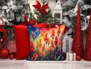 Colorful Gladiolus Throw Pillow Machine Washable, Indoor Outdoor Decorative Pillow for Couch, Bed or Patio, 14Hx14W